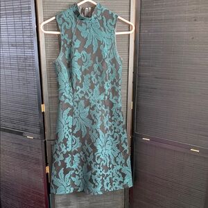H&M Teal Sleeveless Sheath Dress Mock Neck